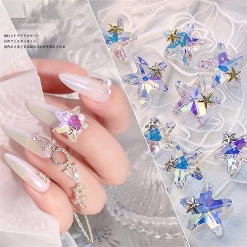 5pcs Shiny AB Crystal 3D Nail Art Rhinestone Decorations Starfish DIY Jewelry Manicure Design Accessories 14*14MM