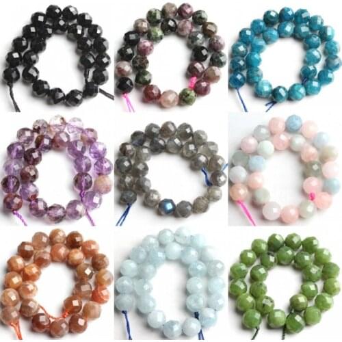 AA+ Natural Morganite Aquamarina Lapis lazuli Jades Beads Faceted Stone Beads For Jewelry Making DIY Bracelet Accessories 7.5