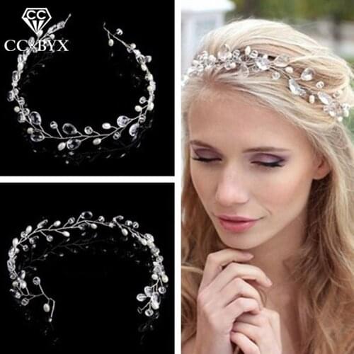 CC Wedding Jewelry Hairbands Headbands Pearl Crystal Beads Engagement Hair Accessories For Bridal Simple Design Handmade M063
