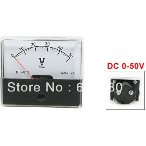 DH-670 Class 2.5 Accuracy DC 0-50V 50V Dial Analog Panel Volt Voltage Meter Gauge Voltmeter