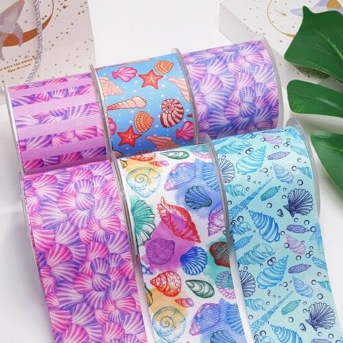 DIY Shellfish Conch Printed Grosgrain Ribbon For Craft Supplies Sewing Accessories 5 Yards, Planar Resins Mold 10 Pieces. 53582