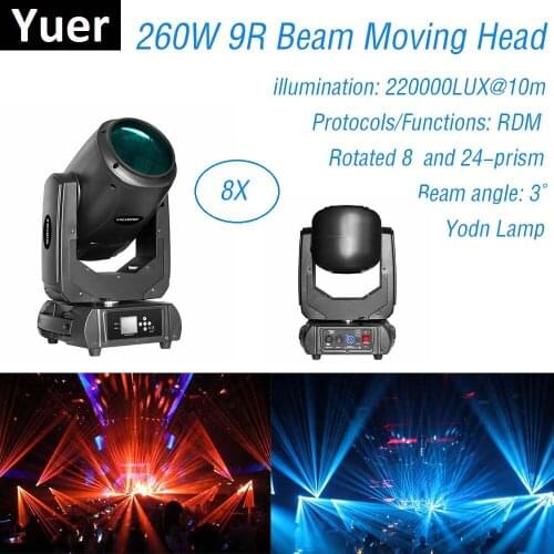 Dj Equipment 260W 9R Moving Head Light Lyre Beam Light DMX Stage Light Effect 8 + 24 Facet Prism Wedding Stage Dj Light Music