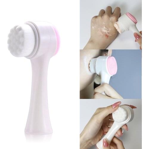 Hot 3D Face Cleaning Massage Double Side Portable Remove Makeup Wash Skin Care Tool Silicone Deep Cleaning Pore Face Brush