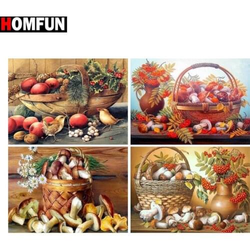 HOMFUN Full Square/Round Drill 5D DIY Diamond Painting "Mushroom bird" 3D Diamond Embroidery Cross Stitch Home Decor Gift