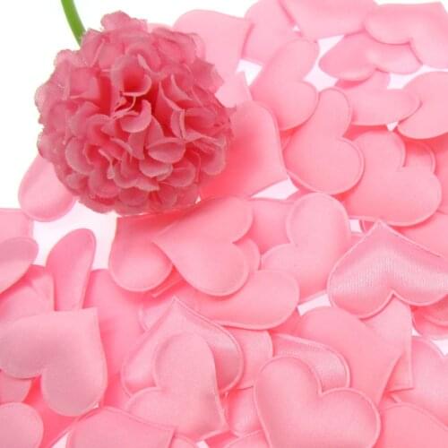 100pcs Silk Pink heart petals throwing artificial sponge dried flowers applique for party table wedding bed decoration 3.2cm