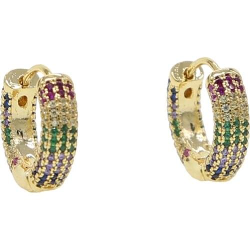 Classic Jewelry 2019 wholesale tiny mini pastel rainbow colors cz paved gold filled clip on circle colorful hoop huggie earring