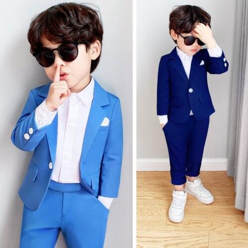 Flower Boys Formal Jacket+Pants 2Pcs Clothing Set Gentleman Kids Performance Evening Tuxedo Dress Children Enfant Wedding Suit