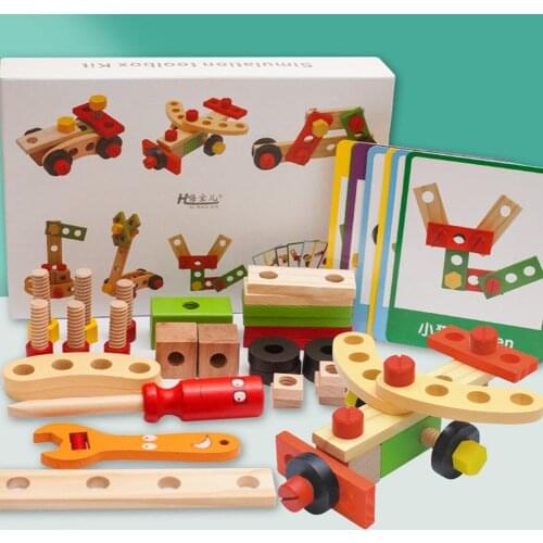 Construction Set For Boys Tool Box Toys Educational DIY Wooden Children Toys Game Tools Hand-eye Coordination Classic Toy Gifts
