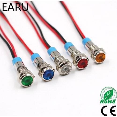 6mm LED Metal Indicator Light Waterproof Signal Lamp 3V 5V 6V 9V 12V 24V 110V 220v Red Yellow Blue Green White Pilot Sealing
