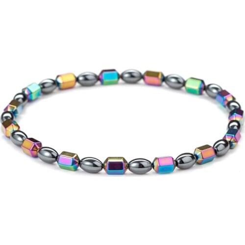 Trendy Fashion Lady Anklet Colorful Seven Chakra Energy Black Gallbladder Magnet Health Care Anklet Gift