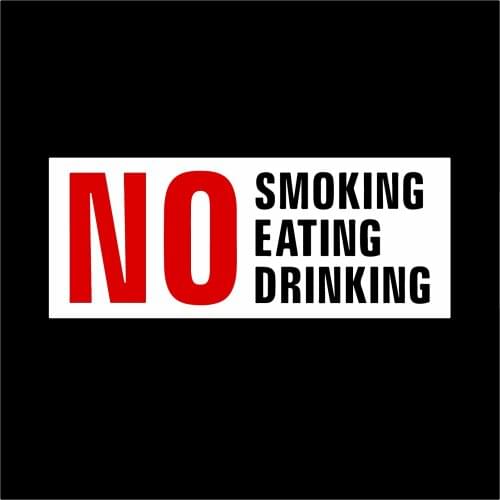 No Smoking, Eating Drinking Self Adhesive Sticker 150x60mm - Car, Taxi, Uber