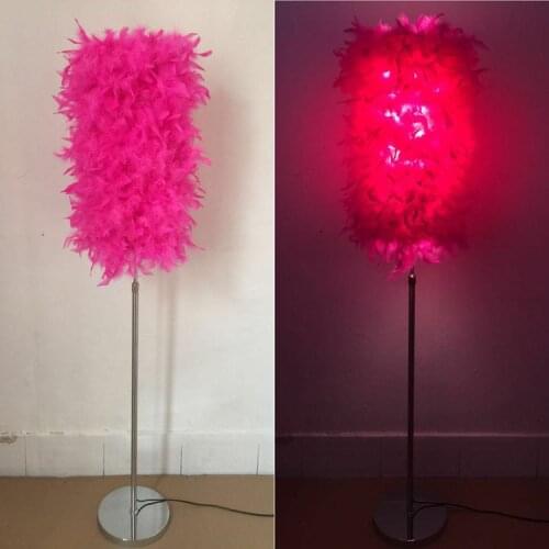 Feathers floor lamp Remote Adjustable height 130-180 cm Stainless Steel Material and Garment Vertical indoor lighting