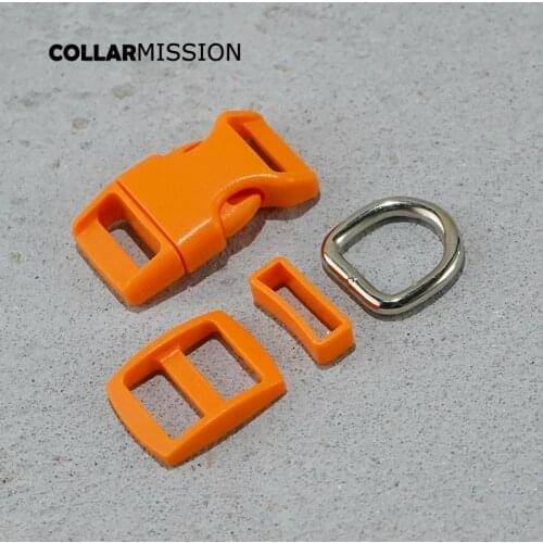 Plastic buckle+Tri-Glid+square keeper+D ring) DIY dog collar orange 15mm webbing sewing quality yaccessory premium quality