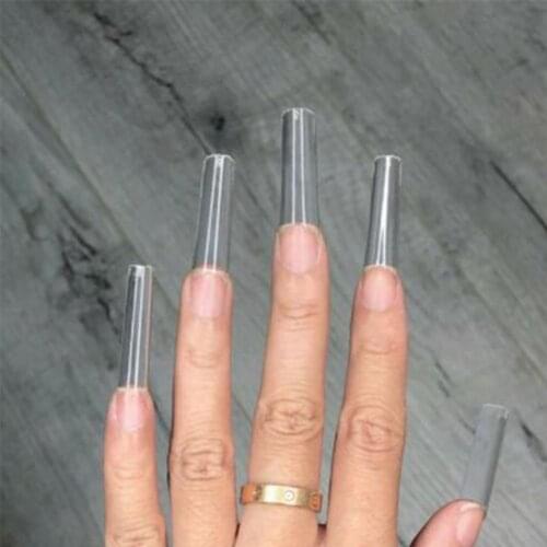 Transparent Fake Nails C Curve Length Tips Long Half High Curvature Cover Hose Nails Acrylic Curved Y5J6