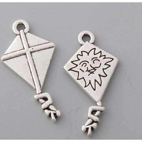 RAINXTAR Antique Silver Color Alloy Sun Kite Jewelry Making Charms Wholesale 13*25mm 10pcs AAC333