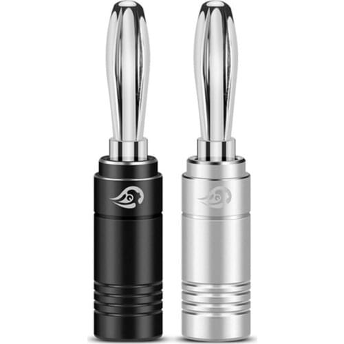 Banana Connectors Speaker Plug Audio Adapter For Amplifier Mixer Screw Aluminum Shell Rhodium Plated Wire connector 10/50/100pcs