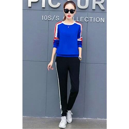 2018 New Full Sleeve Breathable Sport Clothing Straight Pants Two Piece Set Loose Sweater Trainning & Exercise Sets