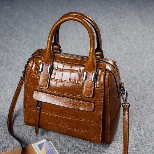 High Quality Women Cowhide Top Handle Cross Body Bag Tote Handbag Luxury Female Genuine Leather Flap Messenger Shoulder Bags