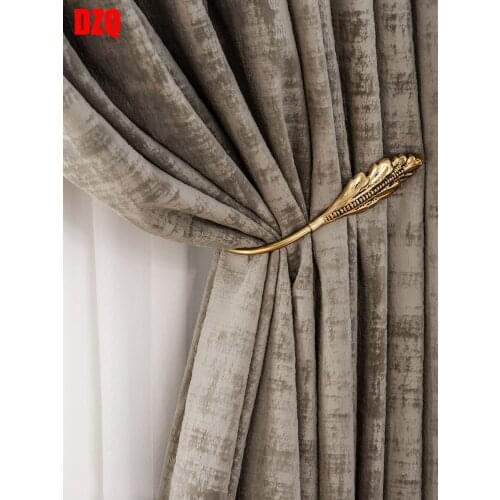 Light Luxury Gray Flannel Blackout Curtains for Bedroom Living Room Curtains Luxury Home Decor Color Curtains Bronzing Velvet