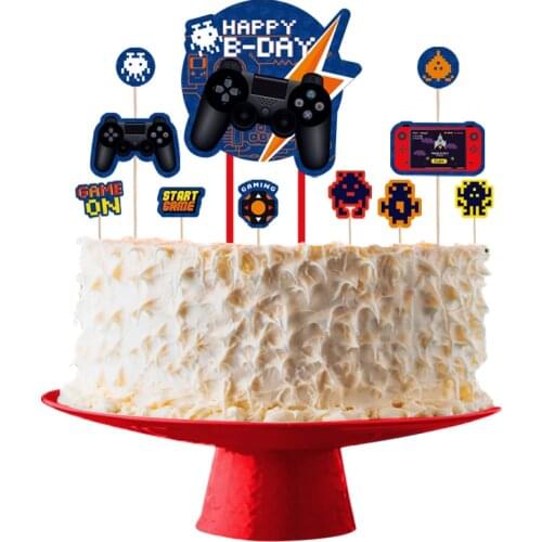 Top Sale Game On Boy Birthday cake topper Party Decorations Party Supplies Happy Birthday Decoration Kids Toys 1 Set