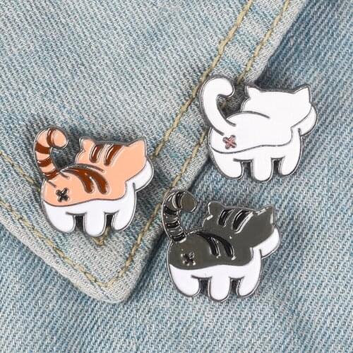 Cute Kawaii Cat Enamel pin Kitty Butt Pinback Badge Backpack Bag Hat Leather Jackets Accessory Funny Cat Lover Gift