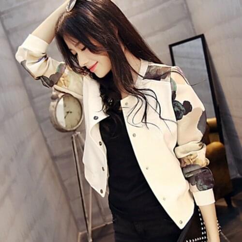 Woman Spring / Summer 2019 Short Slim Baseball Jacket Womens Loose Bomb Jacket