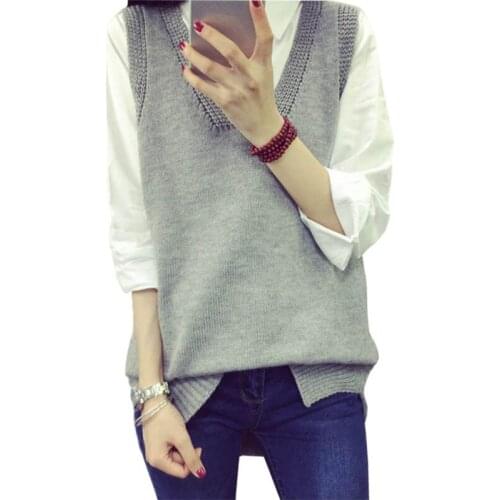 2021 Spring New Wild Sweater Vest Women Long Loose Sleeveless Pullover V-neck Split Sweaters Coat Clothing Vestidos MMY205