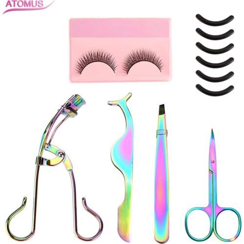 1 Set False Eyelash Tweezers Eyelash Extension Curler Nipper Auxiliary Clamp False Eyelashes Applicator Makeup Forceps Tool
