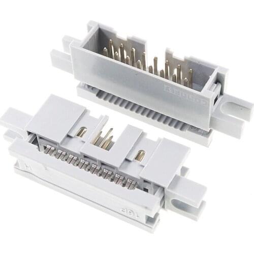 100 Pcs 0.100" 2.54mm 16 Pin IDC Type Box header Male Headers 2 rows straight Through hole Flat cable connector with ears