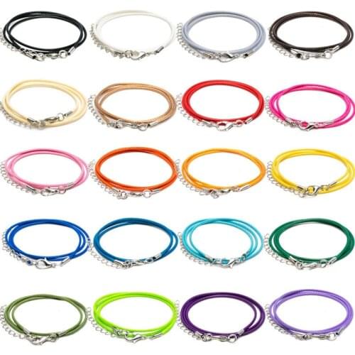 20pcs 45cm Braided Adjustable Color Wax Cord Leather Rope Handmade Necklaces Pendant Lobster Clasp String Cord Jewelry ChainsDiy