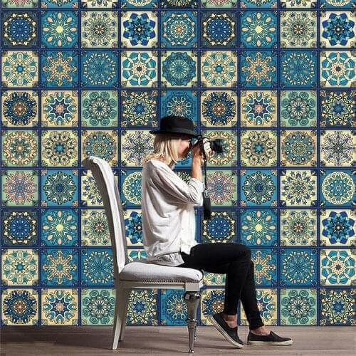 2018 promotion arrival vintage baroque tile stickers mural decal wall stickers for home decoration removable sticker Wallpaper