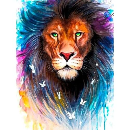 3D Cross Stitch Mosaic Colorful Lion Full Square/Round Diamond Embroidery Diamond Painting Full Display 5D Rhinestone Home Decor