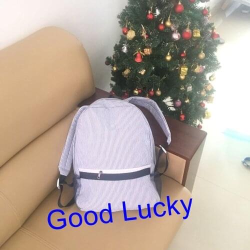 50pcs/lot free shipping pink blue and purple monogram seersucker backpack new arrival good quality 3 colors school toddler bags