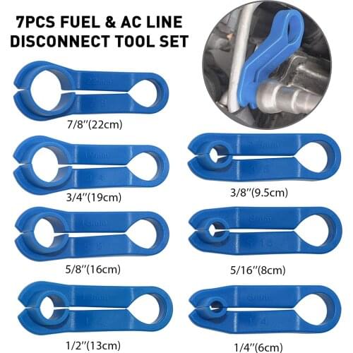 7PCS AC Fuel Line Disconnect Tools Fuel Line Angled Disconnect Tool Set Blue Replacement AC Fuel Lines Removal Tool