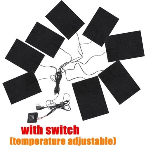 8 in 1 Electric USB Jackets Clothes Heating Pad Winter Vest Heated Warmer Pads Fiber Heater 2021