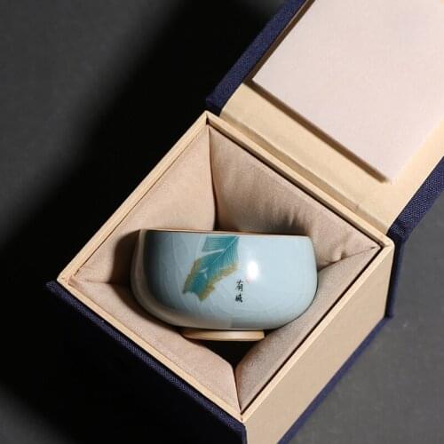 80/90ml Azure Ru Kiln Porcelain Tea Cup Ceramic Teacup Kung Fu Tea Set Master Cups Tea Bowl Container Teacups Home Decor Teaware