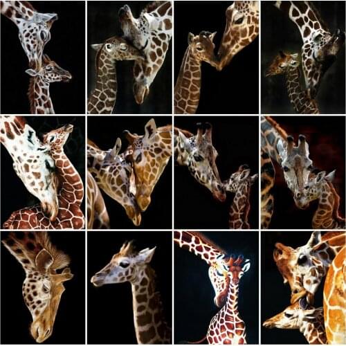AZQSD Full Square Diamond Painting Giraffe Cross Stitch Rhinestones Diamond Embroidery Animal Mosaic Needlework Home Decor