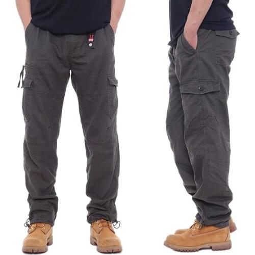 Spring Mens Cargo Pants Autumn Casual Loose Multi Pocket Cotton Military Long Trousers Male Straight Baggy Tactical Camo Pants
