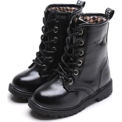 New Girl Leather Martin Boots Shoes For Girls Children Non-slip Warm Boots Fashion Soft Bottom Boys Girls Boots Kids Sneakers