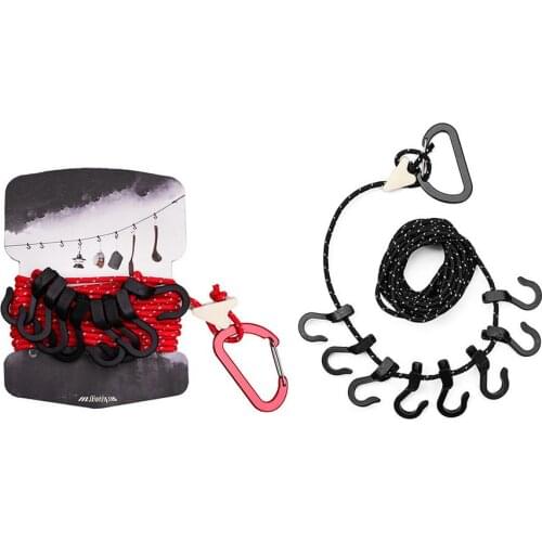 Travel Clothesline With Hanger Adjustable Clothes Line With 8 Hooks For Indoor Outdoor Camping Clothes Dry Rack Laundry Dryer