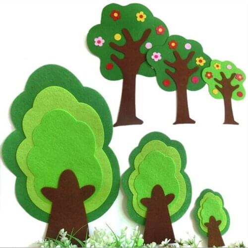 DIY Fabric Forest Tree Grass Flower Handmade Cutting Felt Crafts Cloth Nonwoven Material For Children Kids Home Room Decoration