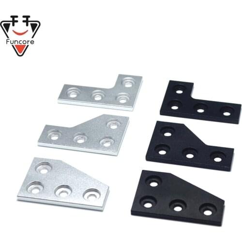 FUNCORE 4 Hole V Slot Black/Silver Joint Board Plate Corner Angle Bracket Connection Joint Strip for 2020 Aluminum Profile