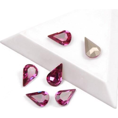 Pear Shaped Crystal Best Quality Fancy Rhinestone Fuchsia Color Nail On Rhinestones Beauty Glitter Stones Crystals Nail Applique