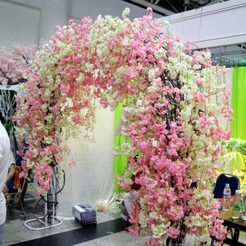 Artificial Vertical Silk Cherry Blossom DIY Wedding Party Flowers Decor Cherry Trees Fake Flower Bouquet Dropshiping