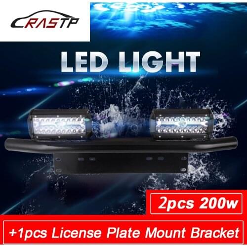 RASTP-Bull Bar Front Bumper License Plate Mount Bracket with Combo Led Working RS-CL004 Light