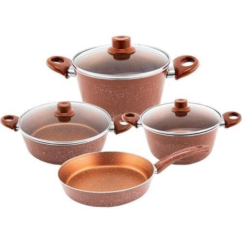 Elita 7 Piece Brown Granite Cookware Frying Pan Team