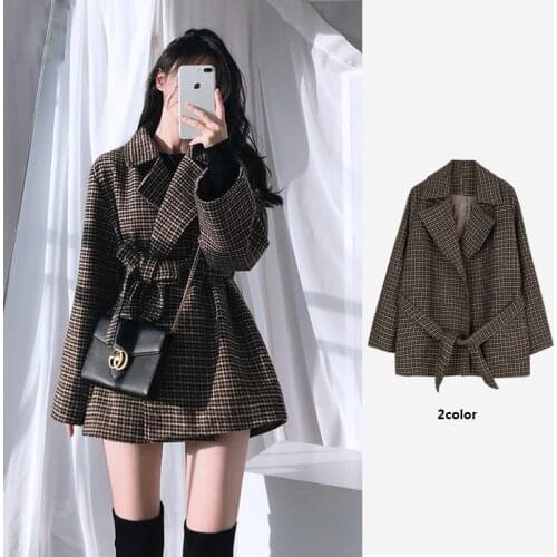LFFMHMT Women's Plaid Coats
