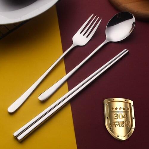 Soup Teaspoon Rice Spoon, Steak Fork ,Chopsticks 304 Stainless Steel Tableware Kitchen Cooking Utensil Tool