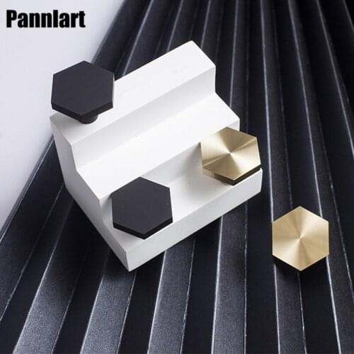 Pannlart 1 Pc Gold Color Mini Hexagon Handles Zinc Alloy Black Single Hole Drawer Pulls Cupboard Door Handle Furniture Door Knob