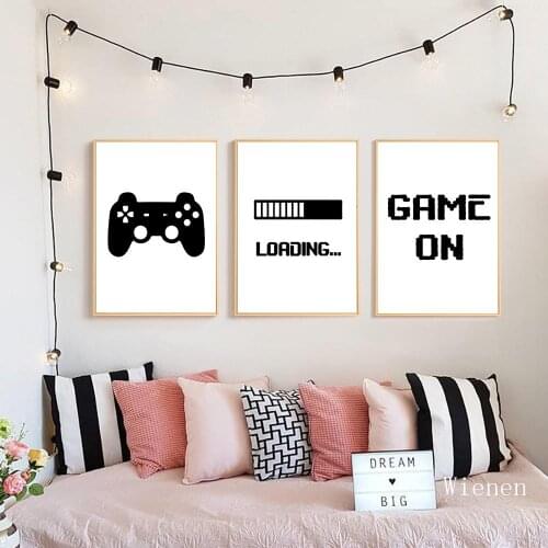 Minimalist Canvas Print Game Loading Gaming Wall Art Poster Gamer Canvas Painting Boys Room Decorative Picture Playroom Decor